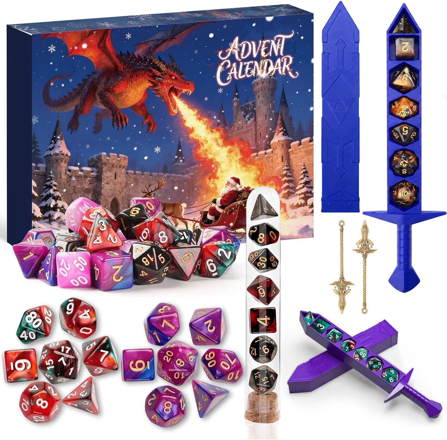 Polyeder-kubus adventskalender 2026-24-delig m. 2 zwart & glas