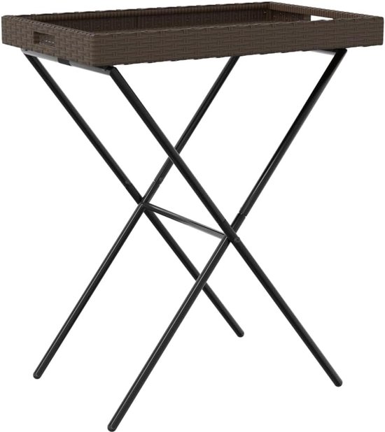 Dienblad tafel inklapbaar 65x40x75 cm bruin — afbeelding 4