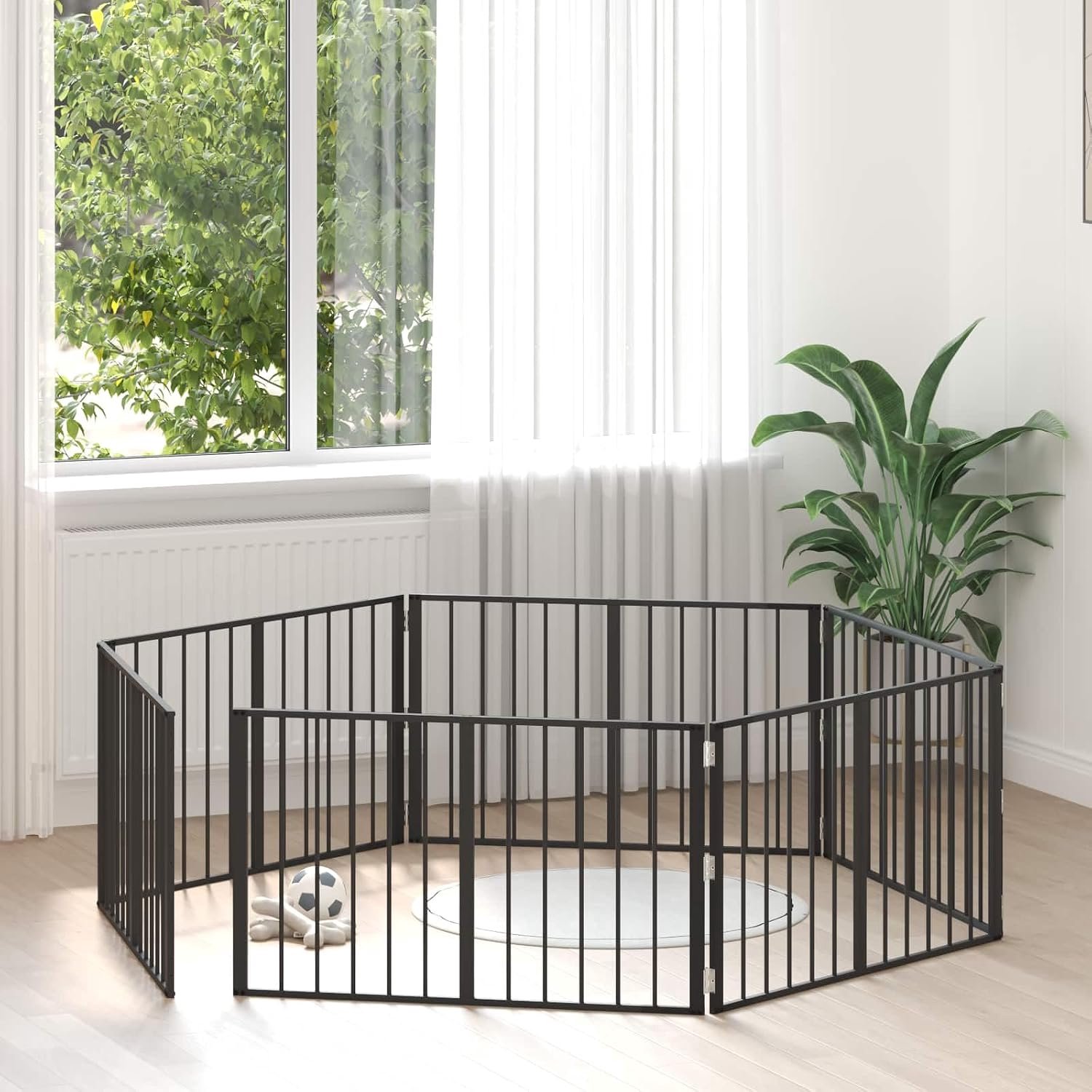 6 panelen, puppyuitloop, verzinkt staal