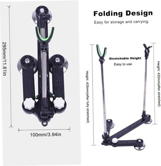 Hengel Houder Verstelbare Hengelstok Rack Stand Opvouwbare Hengel Grond Bank Mount Beugel voor Fisher Zwart — afbeelding 5