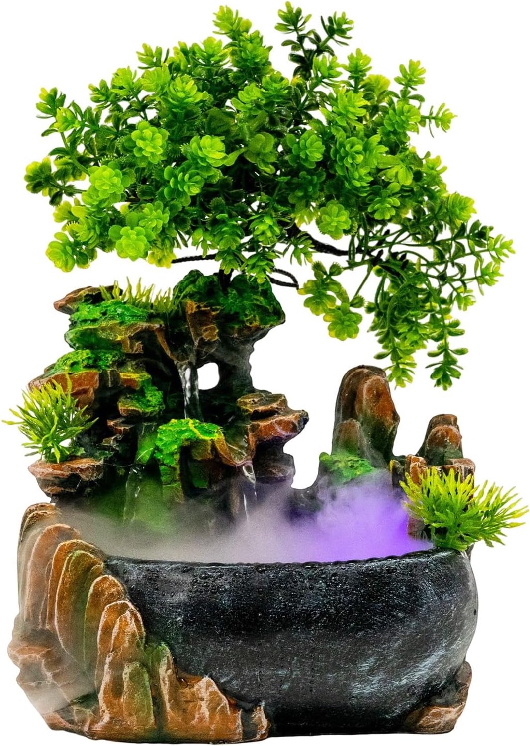 Groene plant fontein tuinfontein fontein led verlichting outdoor fontein waterval decoratie voor woonkamer, gang, entree