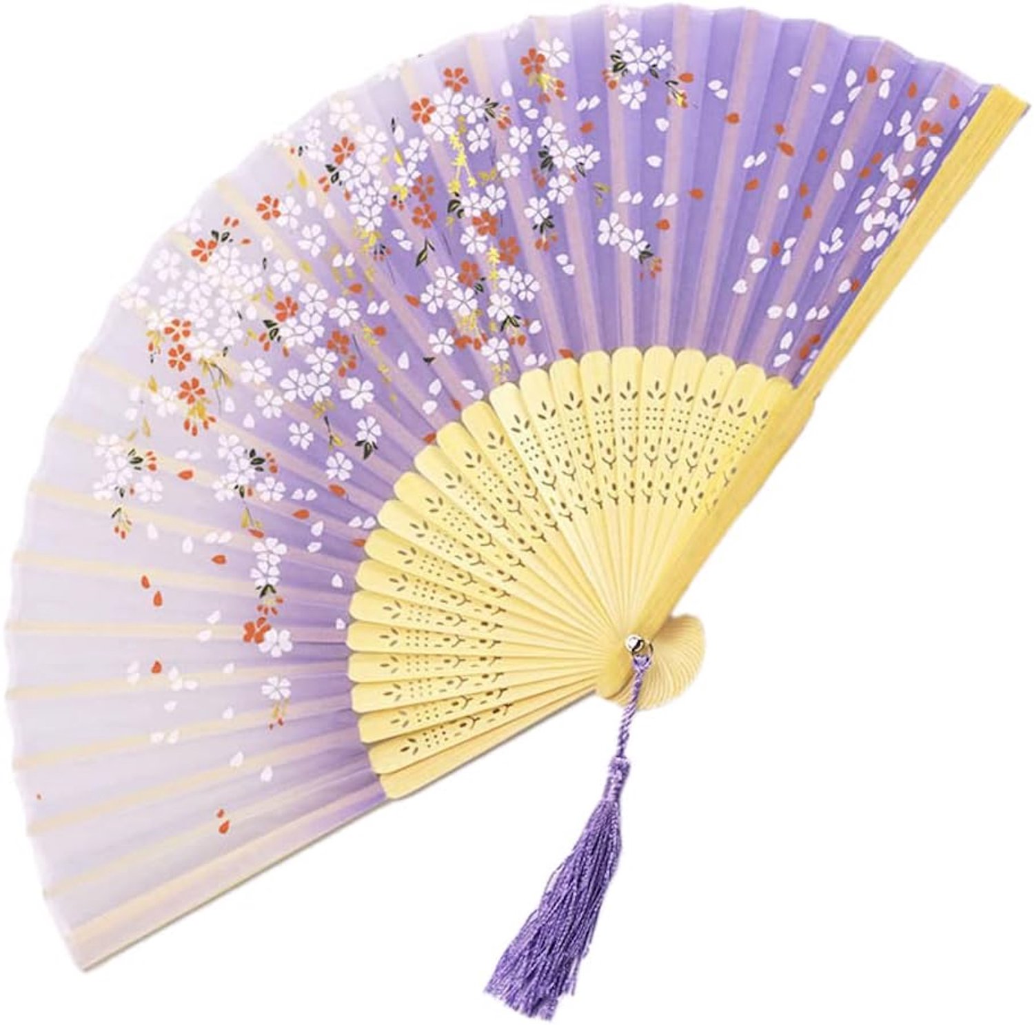 Handwaaier in Chinese stijl, vouwwaaier, handwaaier met kwast, handwaaier voor dames, fans voor wanddecoratie, geschenken, feest, bruiloft, fotografie, kerstcadeau, paars