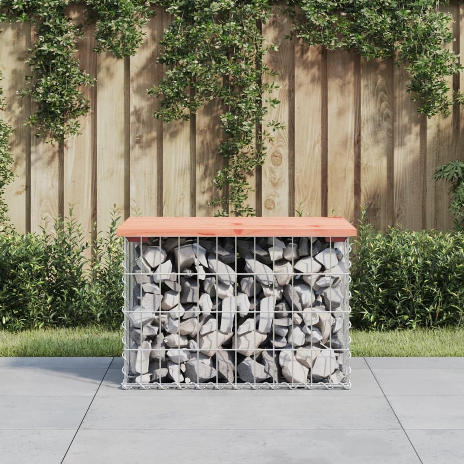 Tuinbank van schanskorven, 63 x 44 x 42 cm, massief hout, Douglas Park, tuinbank, terrasbank, gabionbank, voor tuin, balkon, terras, park