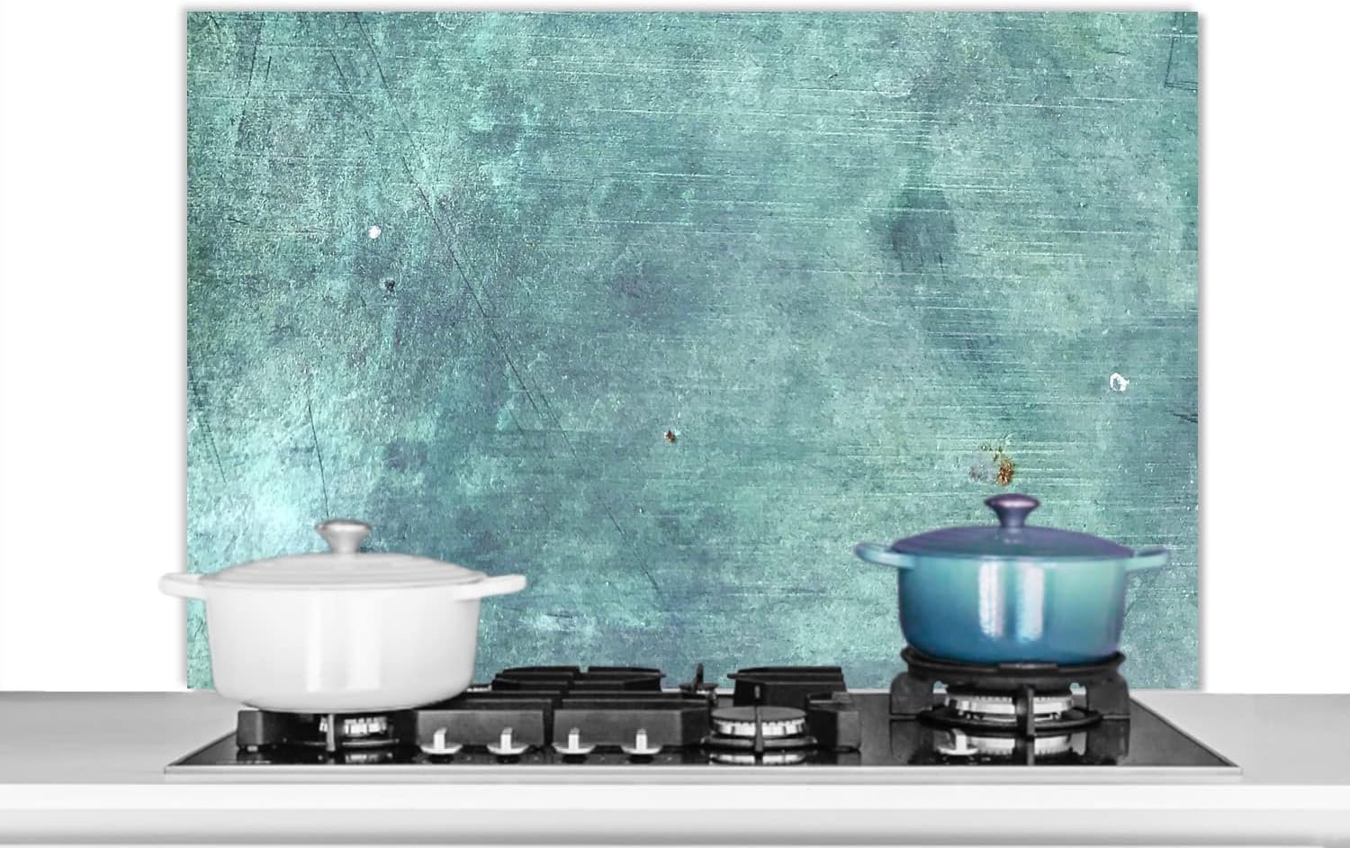 Spatscherm Keuken - 100x65 cm - Blauw - Metaal - Roest