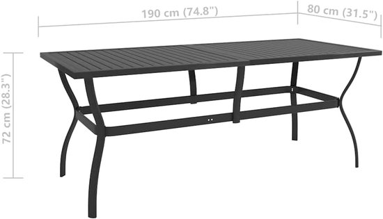 Antraciet 190x80x72 cm staal lattendesign — afbeelding 4