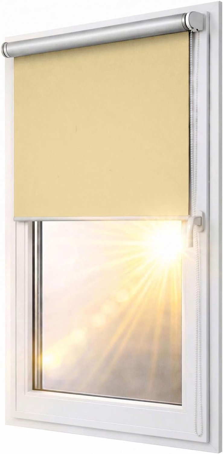 Verduisterend rolgordijn Blackout Silver Klemmfix zonder boren 56x230 cm honing - compleet voorgemonteerd met ingebouwd mechanisme, multistop