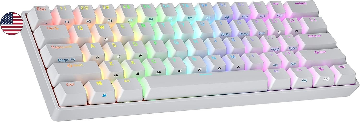 Gamingtoetsenbord - Wit - Gateron Optical Brown - Heet Verwisselbaar Mechanisch Toetsenbord met RGB Verlichting - Voor PC en Mac