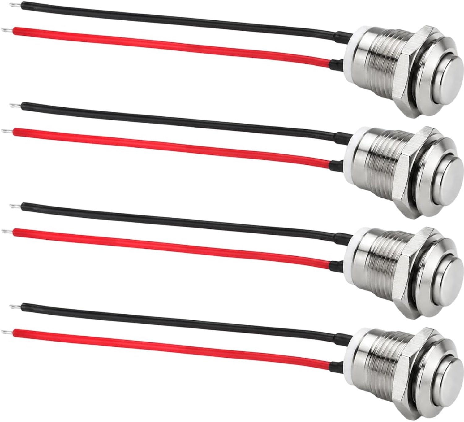 4 x 12 mm waterdichte drukknopschakelaar 12 V/230 V met kabel