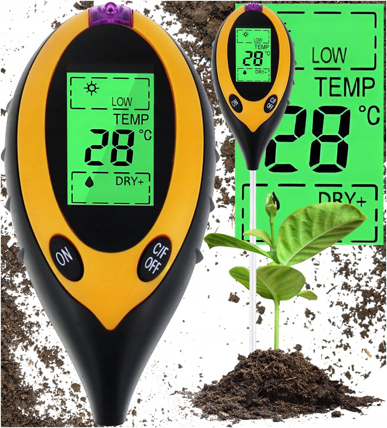 4-in-1 Bodemtester: pH, Vocht, Temperatuur & Zonlicht