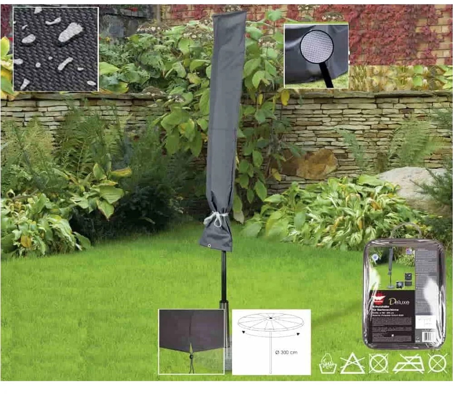Boni-Shop® Parasolhoes voor tuinparasol Ø300 cm Grijs