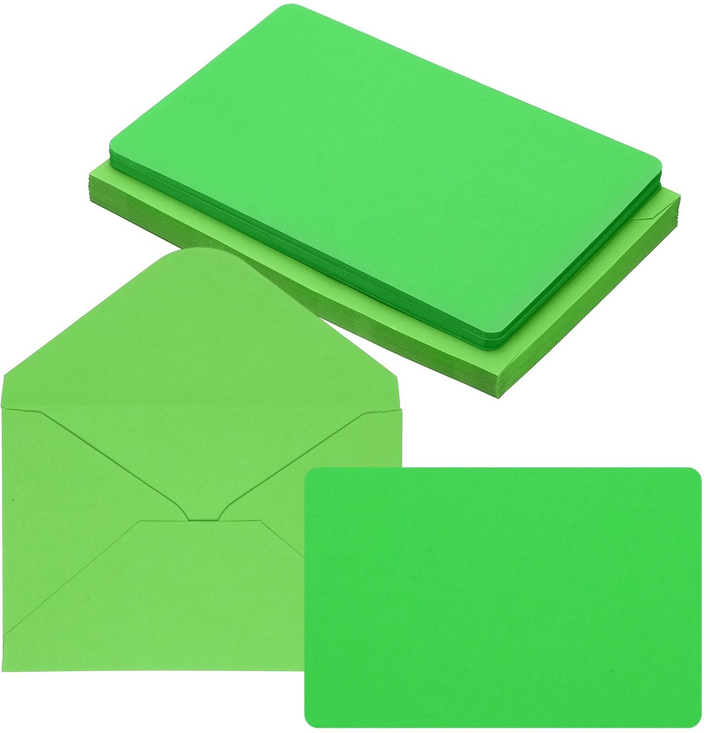 25 Sets Blanco Wenskaarten met Enveloppen - Halfgevouwen Groen