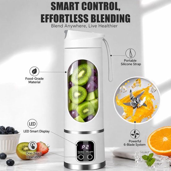 Draagbare Blender met Oplaadbare Batterij en LED-Display — afbeelding 2
