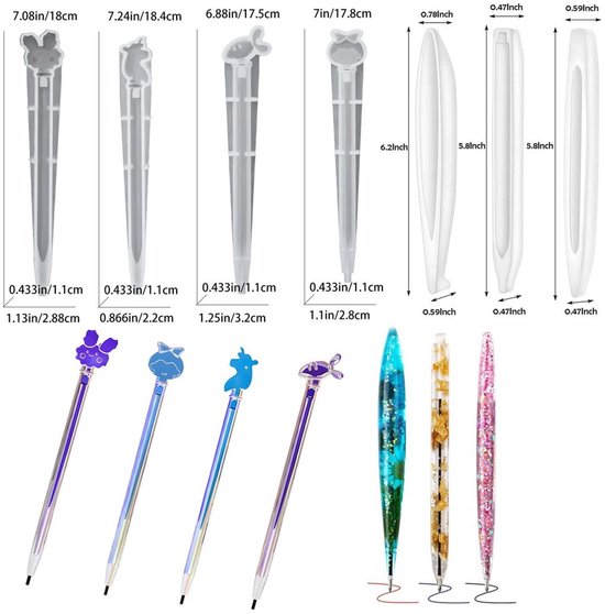 Set van 6 Pen Silicone Mallen voor DIY Ballpoint Pen Projecten — afbeelding 2
