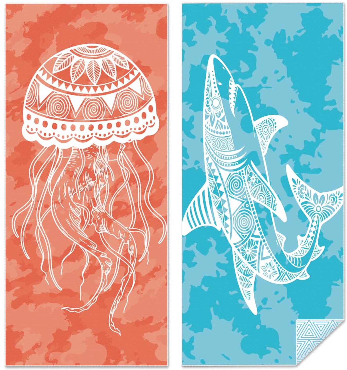 Set van 2 Lichtgewicht Microvezel Strandlakens, 180 x 78,7 cm