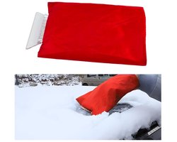 IJskrabber met Handschoenen - IJskrabber Auto - Raamschraper - Waterdicht ABS - 26,5 x 16,5 cm - Zacht/Rood - Sneeuwschep