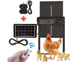 UniEgg® Premium Automatische kippenluik met Zonnepaneel en Slimme Batterijdoos 2.0 met lichtsensor + timer + afstandsbediening | Extra stevig 4e generatie | Chickenguard | Geschikt voor honden, katten, knaagdieren en kippen