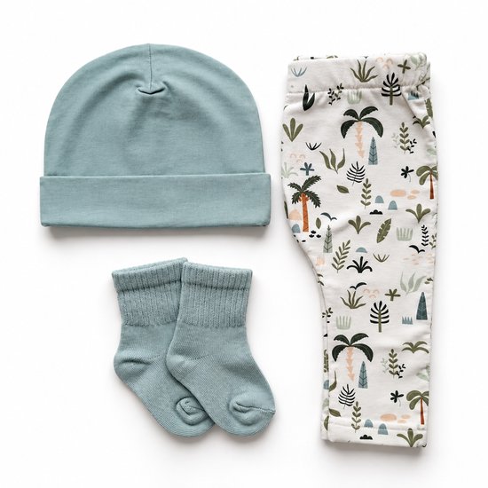Kraamcadeau pakket - unisex - jungle - dieren - Kraammand - Babycadeau - broekje - Babyshowercadeau - groen — afbeelding 4