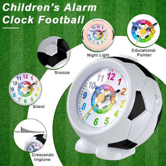 Stille Kinderwekker met Voetbalthema en Nachtlampje — afbeelding 5