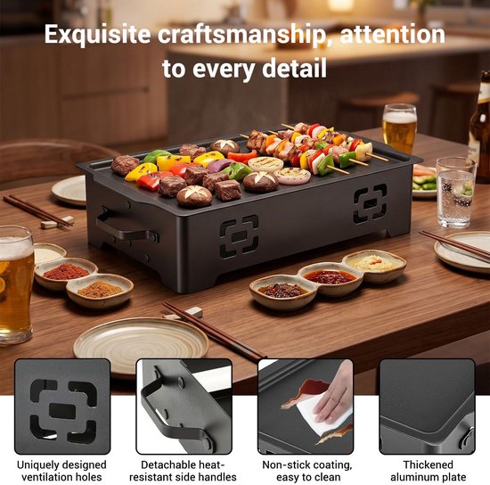 BBQ Warmhoudplaat met Houtskoolschaal - Aluminium — afbeelding 2