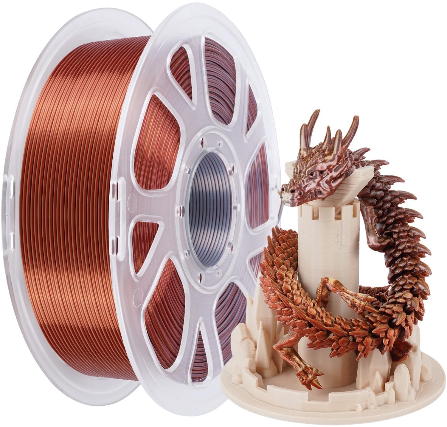 Tri-Color Silk PLA Filament voor 3D Printers, 1KG Spoel