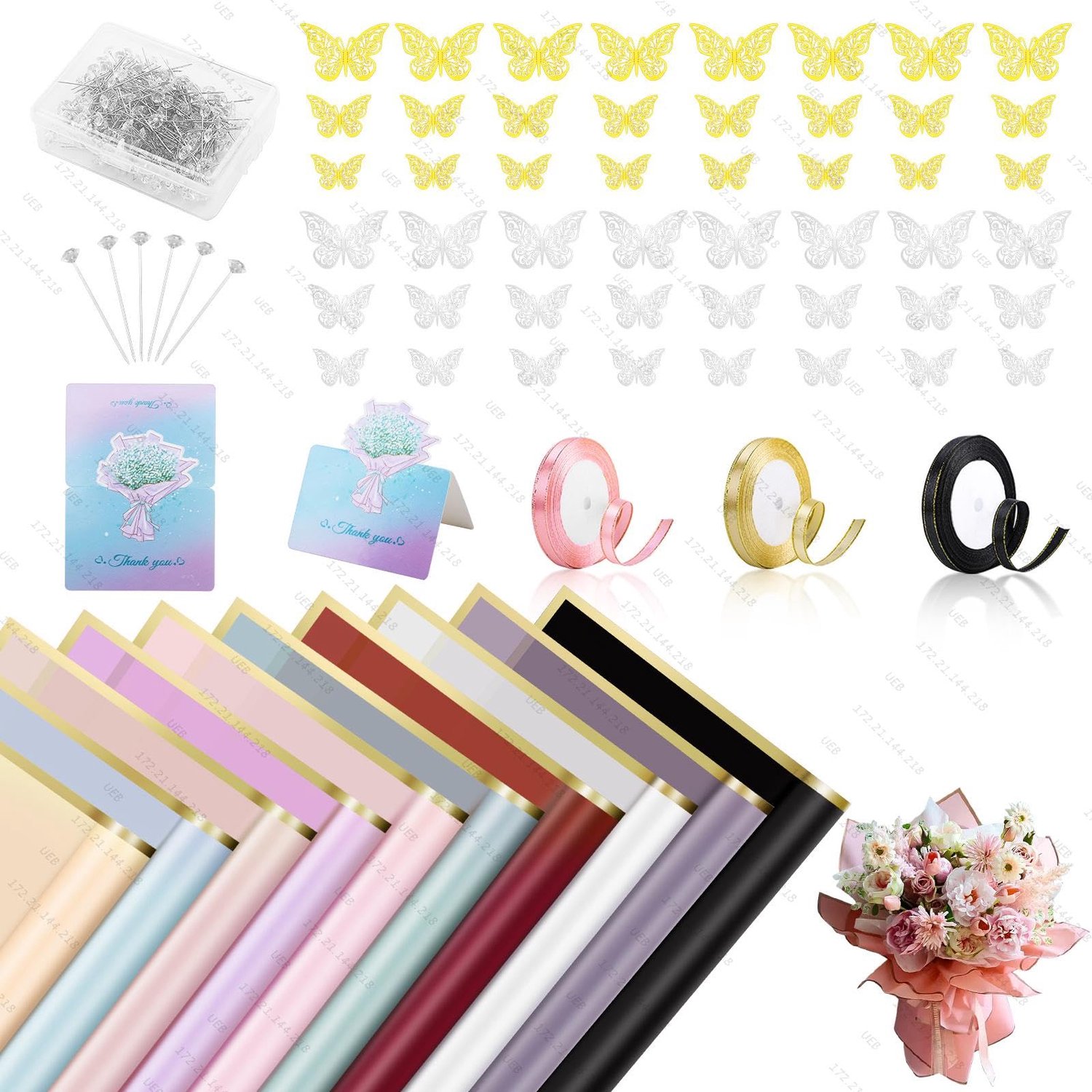 Bloemen Geschenkverpakking Set - 100 Vellen - Multicolor