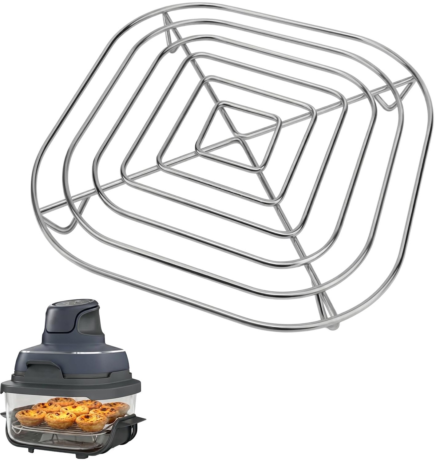 RVS Grate voor Air Fryer met Glazen Container