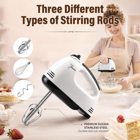 Elektrische Handmixer met 7 Snelheden en Kneedhaak — afbeelding 3