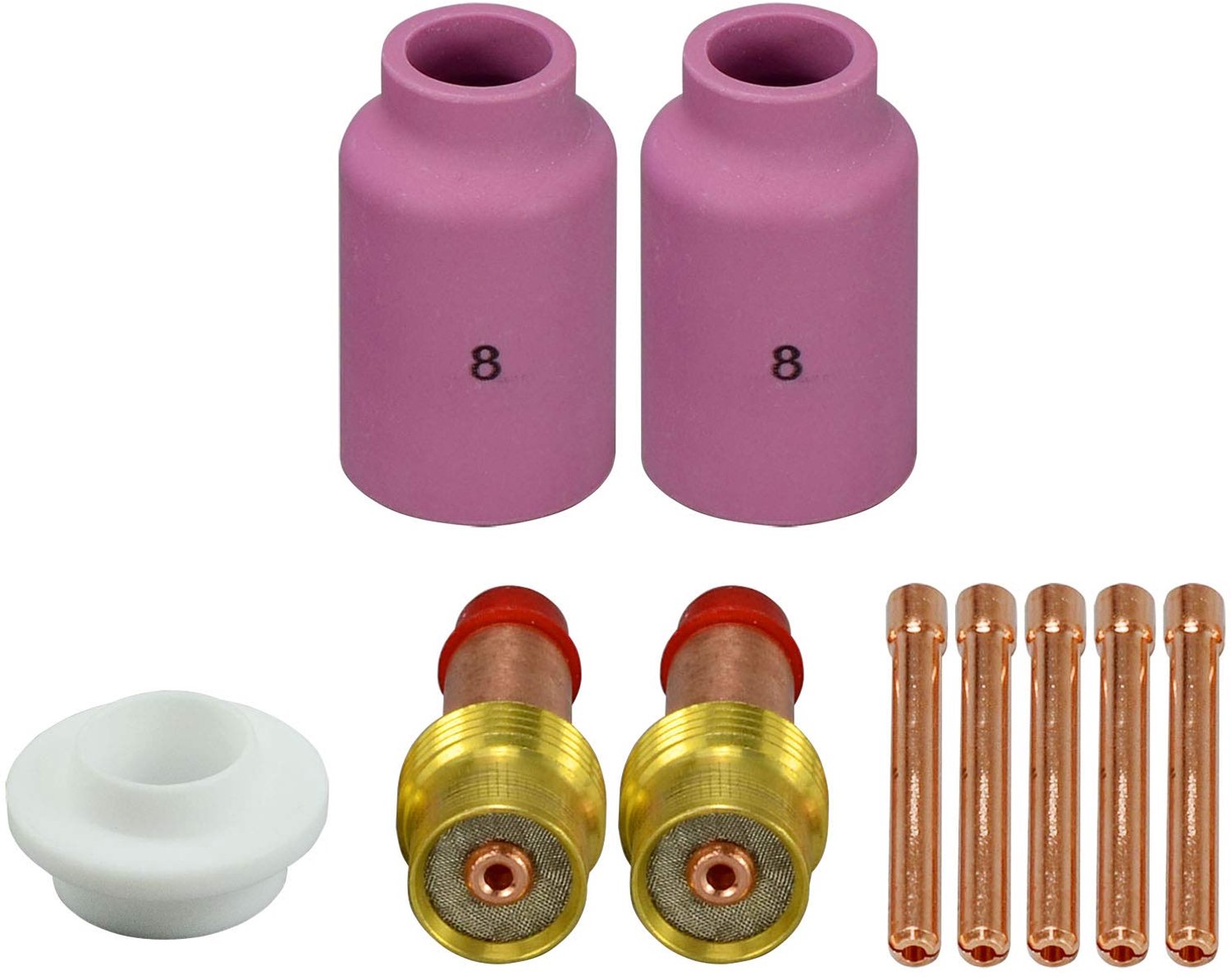TIG Gas Lens Collets en Keramische Kop Set voor WP 17 18 26 - 10 Stuks