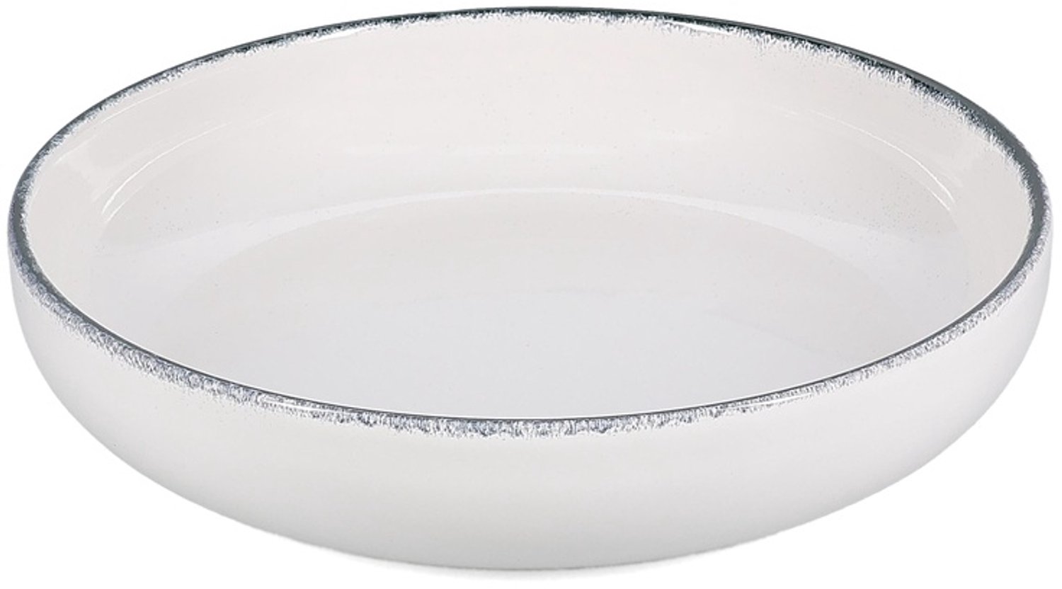 Fameilleur kom 22xH5cm zwart rim Fade set van 4 - stenen serveerkom en schaaltje, voor ontbijt, muesli, soep, dessert, snacks en bijgerechten, vaatwasser- en magnetronbestendig, voedselveilig, servies voor thuis, restaurant en horeca, mooi als cadeau
