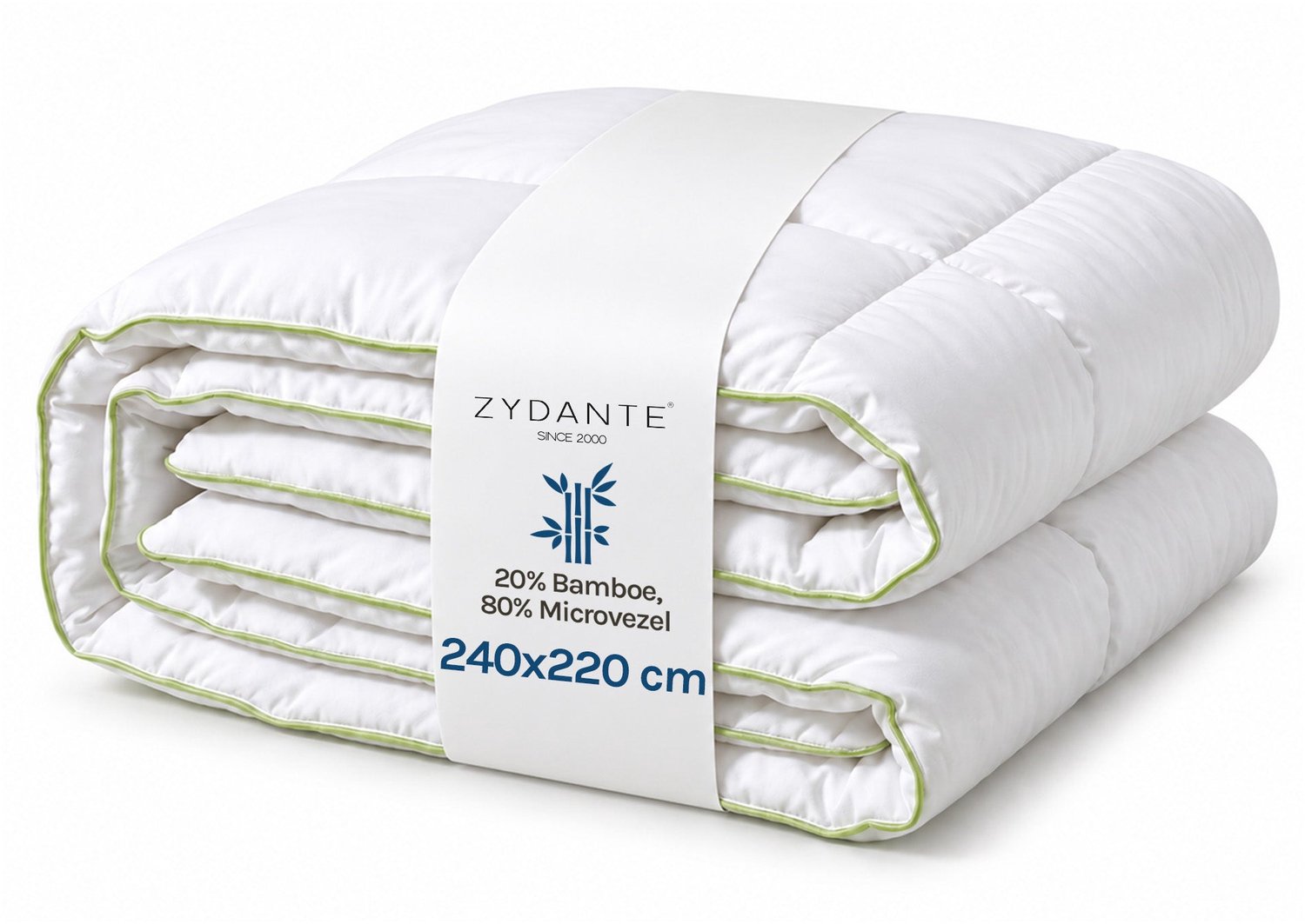 Zydante Bamboe Dekbed - Anti-Mijt Dekbed – Warm en Licht – Hypoallergeen – Ademend en Vochtregulerend - Wit / 220x200