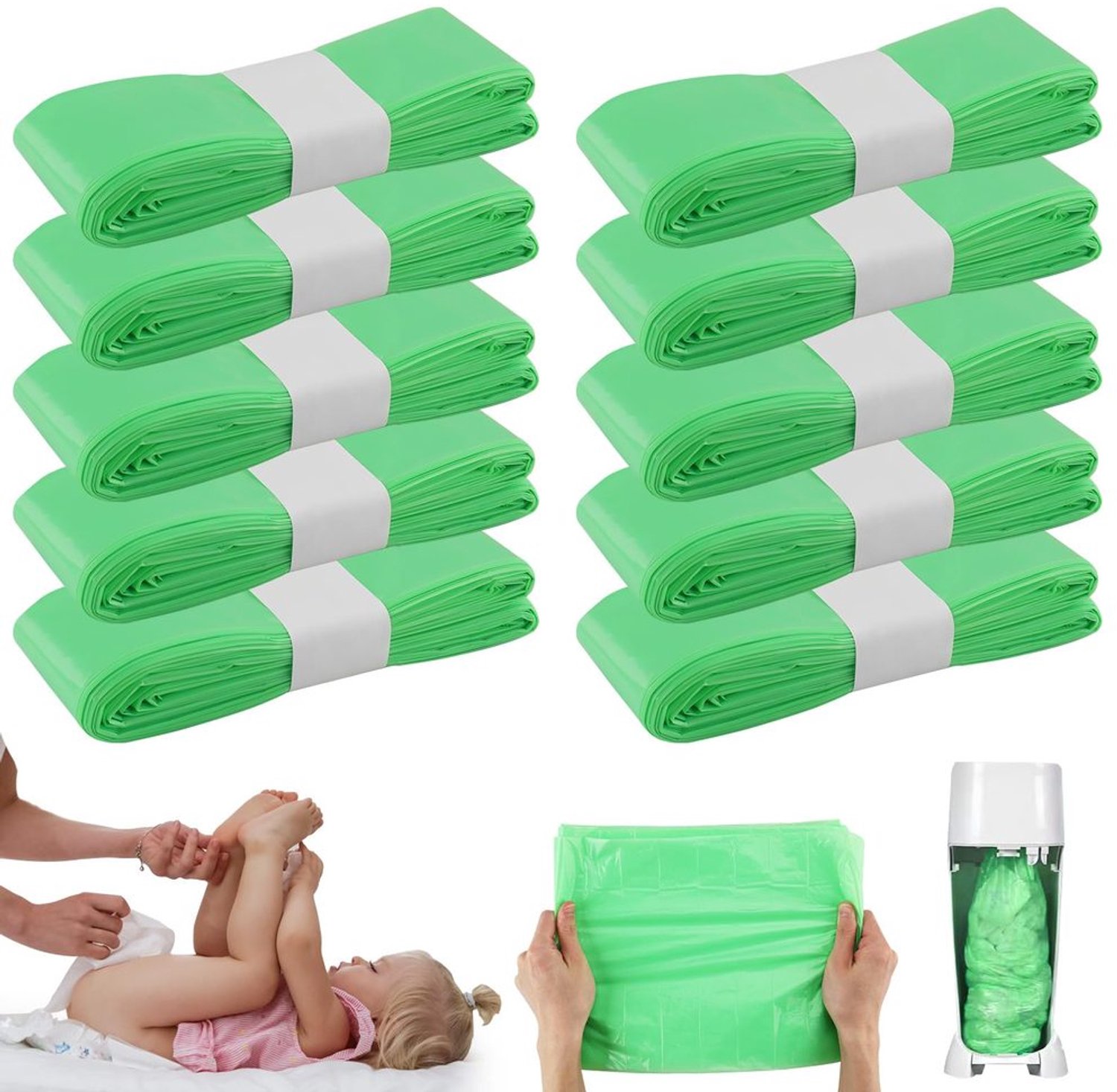Refill Zakjes voor Luieremmer, 10 Stuks met Geurbeveiliging
