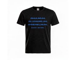 T-shirt Unisex Volwassenen – Grappige Tekst "Soort Metaal" – Korte Mouw – Zwart/blauw | maat XL