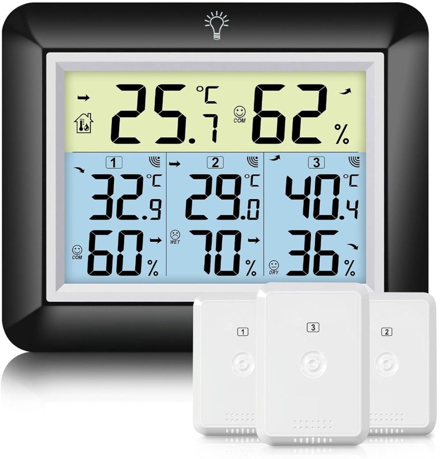 Weerstation Binnen en Buiten - Weerstation Draadloos Binnen Buiten - Weerstation met Buitensensor - Zwart