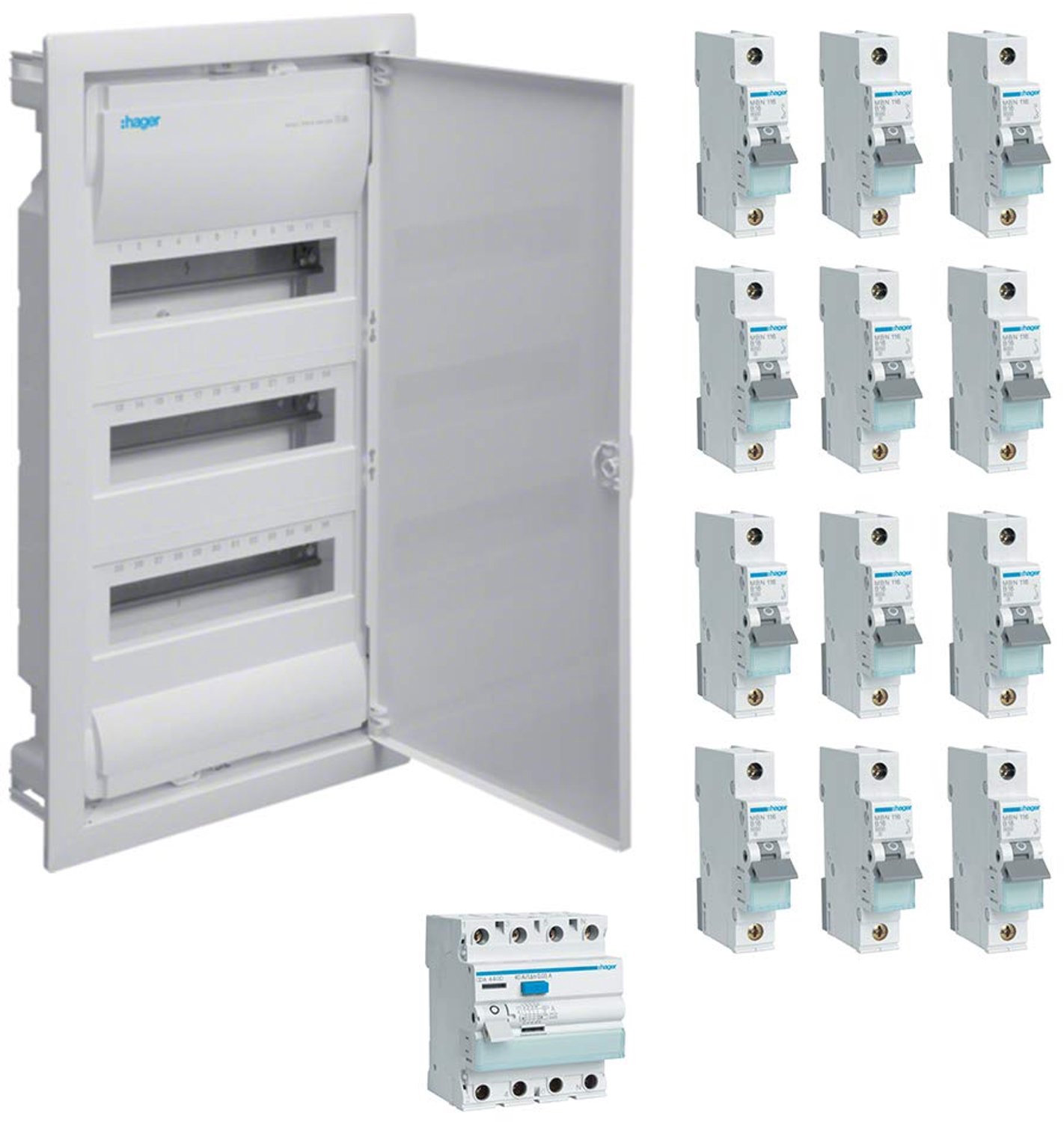 Inbouw verdeler 3x12 TE met accessoires - Wit