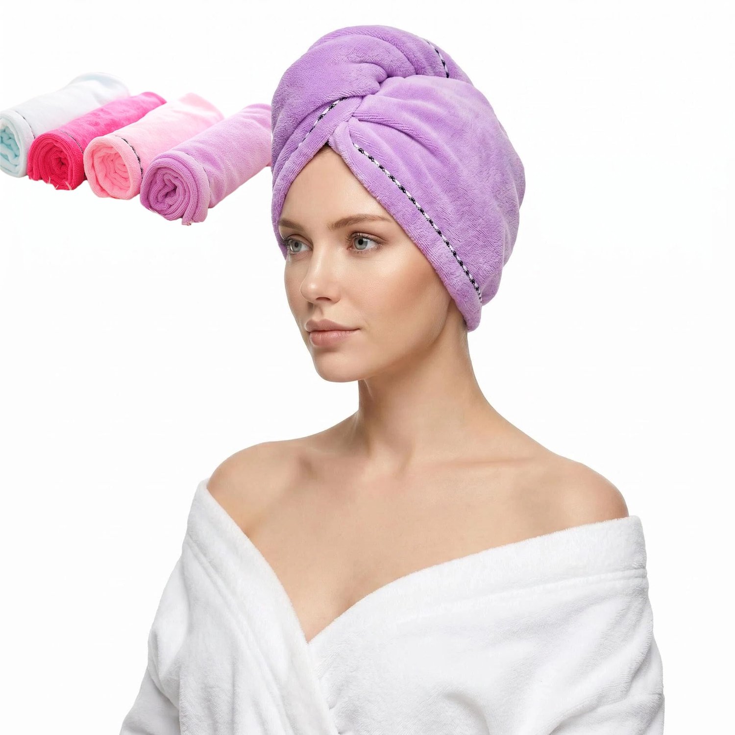Sneldrogende Microfiber Haarhanddoek Set van 4
