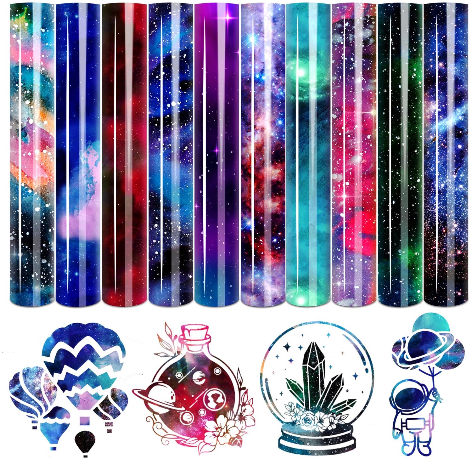 Heat Transfer Vinyl Galaxy Patroon - 10 Vellen 30x25 cm voor Textiel