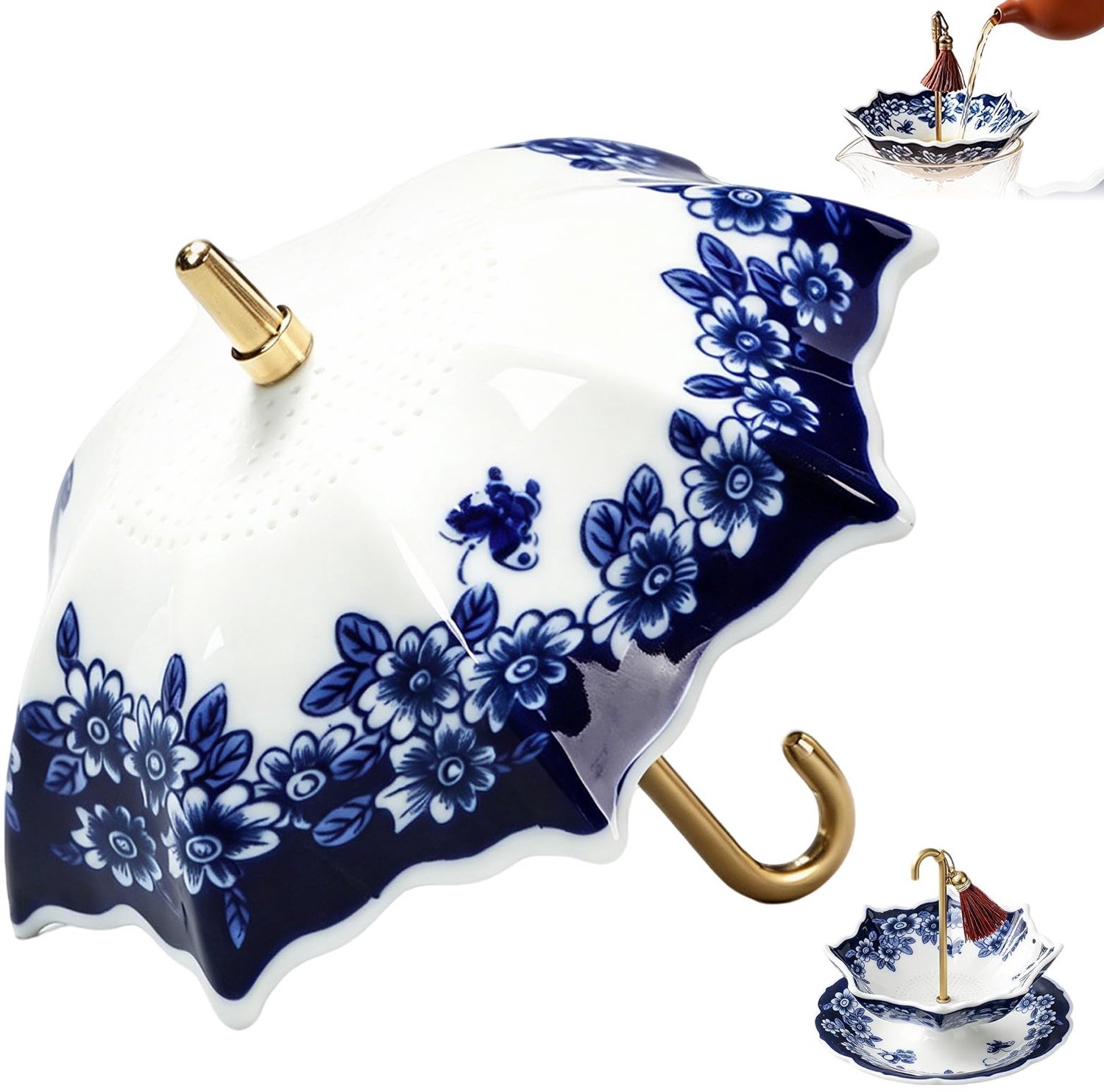 Thee-infuser in de Vorm van een Paraplu - Porselein