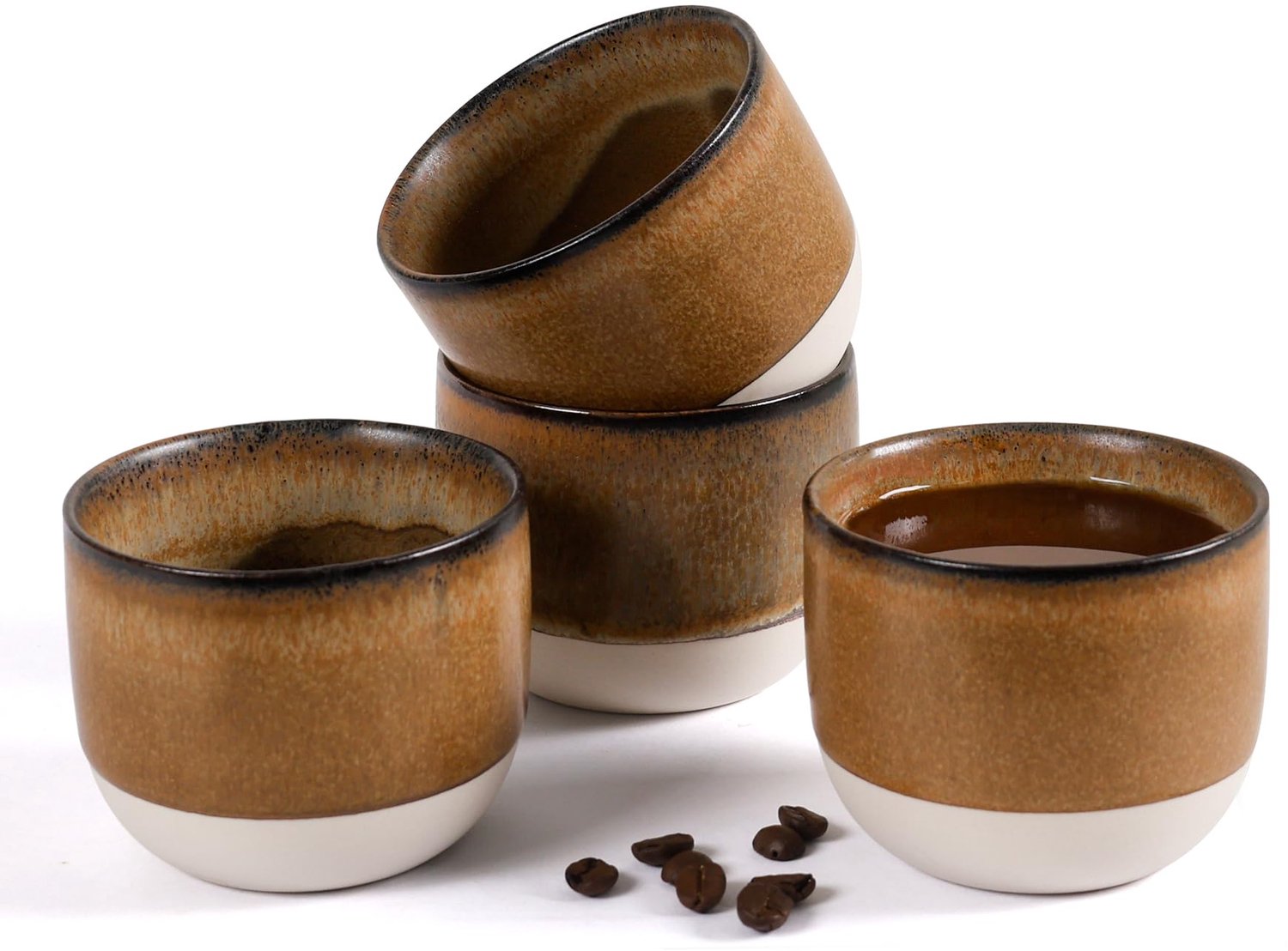 Set van 4 Keramische Espresso Kopjes met Dubbele Wand
