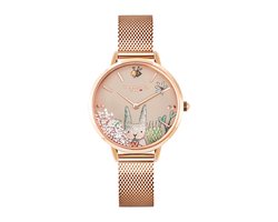 Victoria Hyde "Forest Fairytale" - Dames Horloge - Polshorloge - Analoog - Rond - stalen mesh band 12mm - rosé gouden horlogekast voor dames met stijl - Rosegold