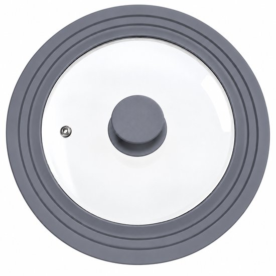 SB Line Universele glazen deksel met siliconen rand - voor pannen van 28cm/30cm/32cm - Grijs