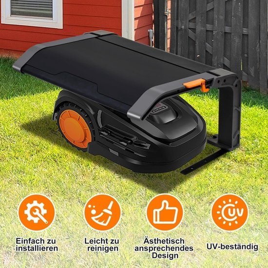 Garage voor robotmaaier van PP-kunststof - inklapbare bescherming tegen regen, wind en zon, 72 x 56 x 36 cm, zwart — afbeelding 3