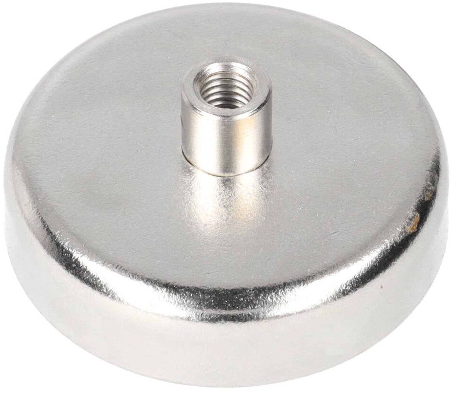 Neodymium Potmagneet Ø60 x 15 mm N40 NiCuNi draadbus M8