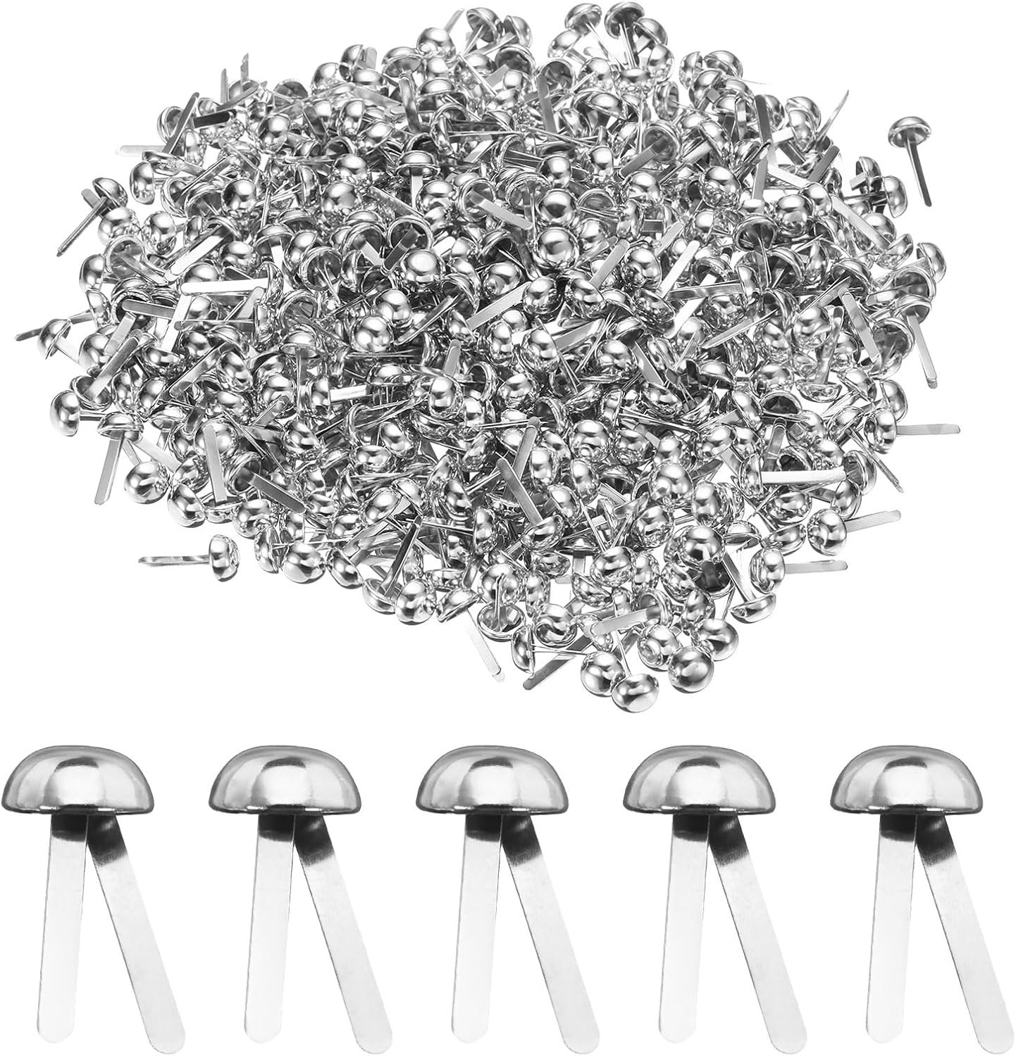 Vlechten papierhouders 6 mm x 13 mm - metalen brads - zilver - ideaal voor kinderknutselen - 500 stuks - m-winkel