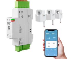 3-fasen smart stroommeter, 120A DIN-rail wifi energiemeter met stroomverbruiksmeting, Modbus RS485 RTU, APP-bediening op afstand, gegevensopslag, zonne-energiebewaking