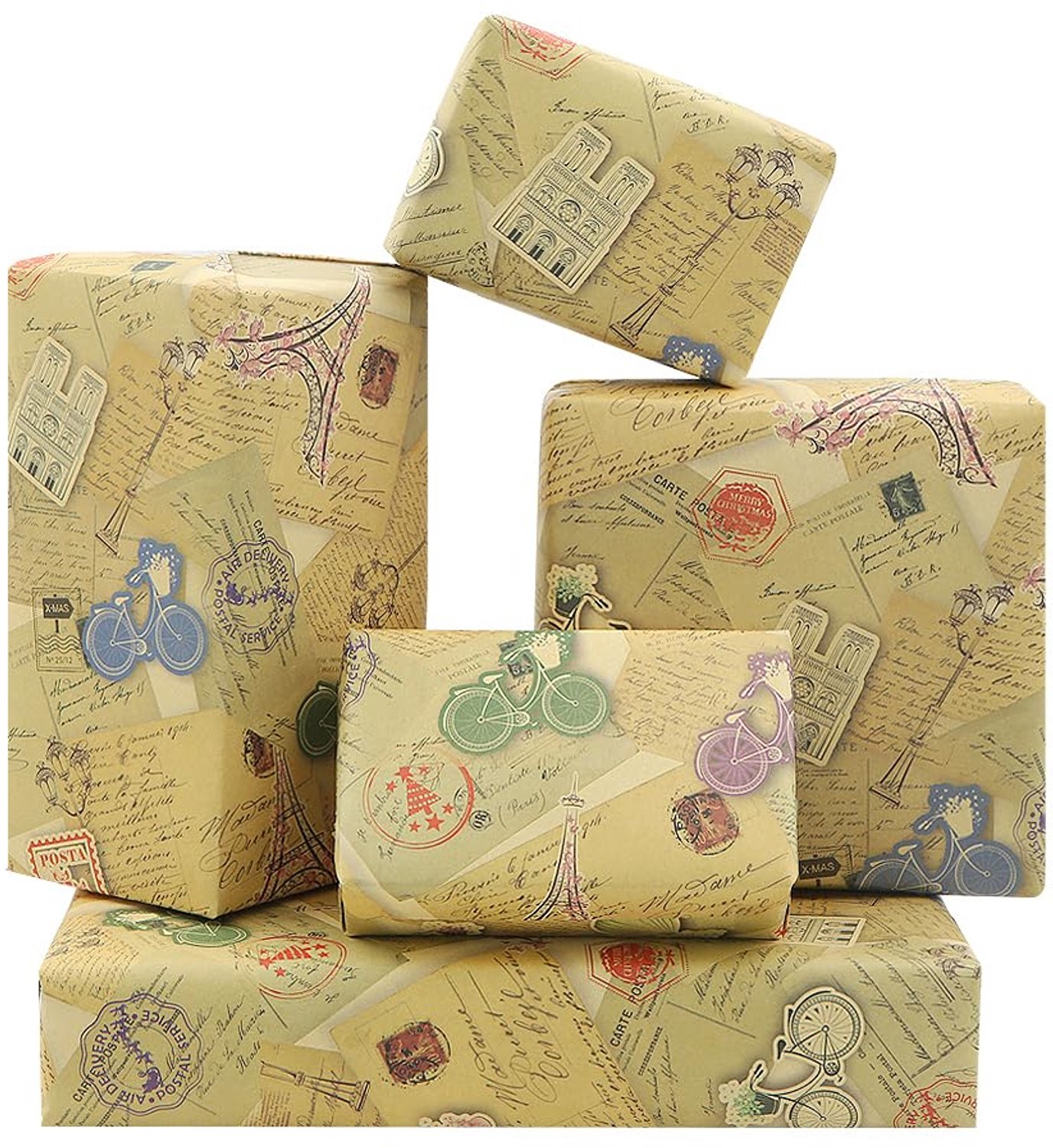 Vintage Cadeaupapier Set met Romantische Ontwerpen