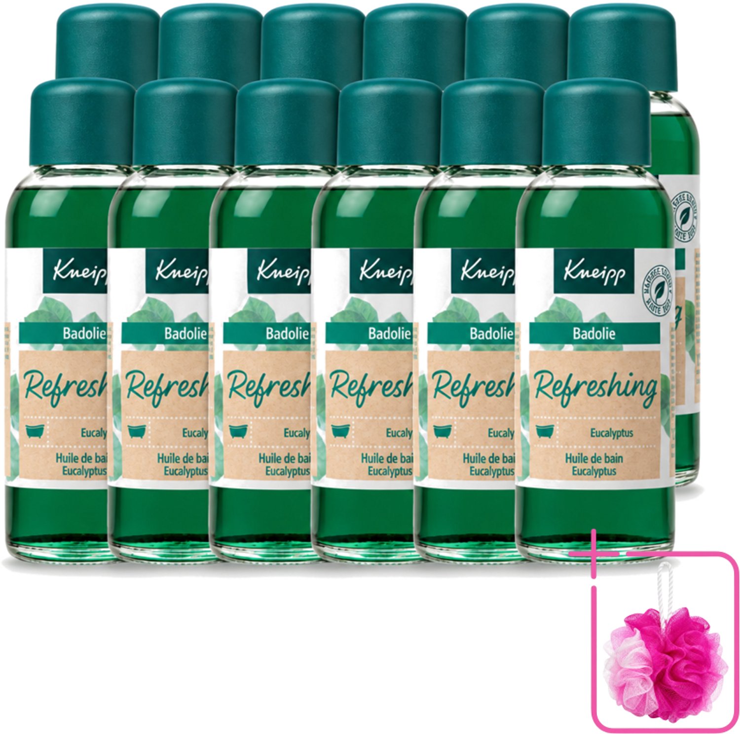 12 x Kneipp - Badolie - Refreshing Eucalyptus - 100 ml - Bulkverpakking - Badolie mint eucalyptus - Douchemop - Badolie eucalyptus