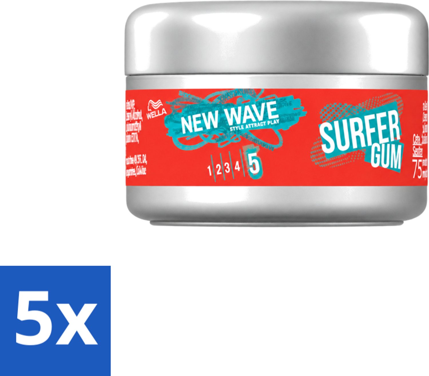 5 x Wella – New Wave Ultimate Effect Surfer Gum - 75 ml - Voordeelverpakking - 5 stuks