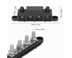 4 Positie M10 Bus Bar Heavy Duty Module Stroomverdeling Blok 48V DC Busbar Box voor Auto Boot 250A (Zwart)