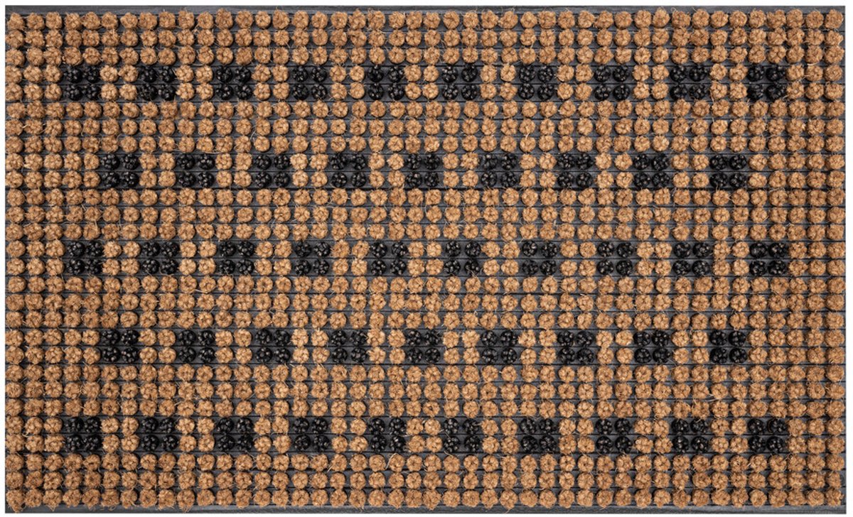 Hamat Boutique Squares 45 x 75 cm - Kokosmat - Deurmat Binnen en Buiten - Kokos Deurmat - Rubberen Onderzijde