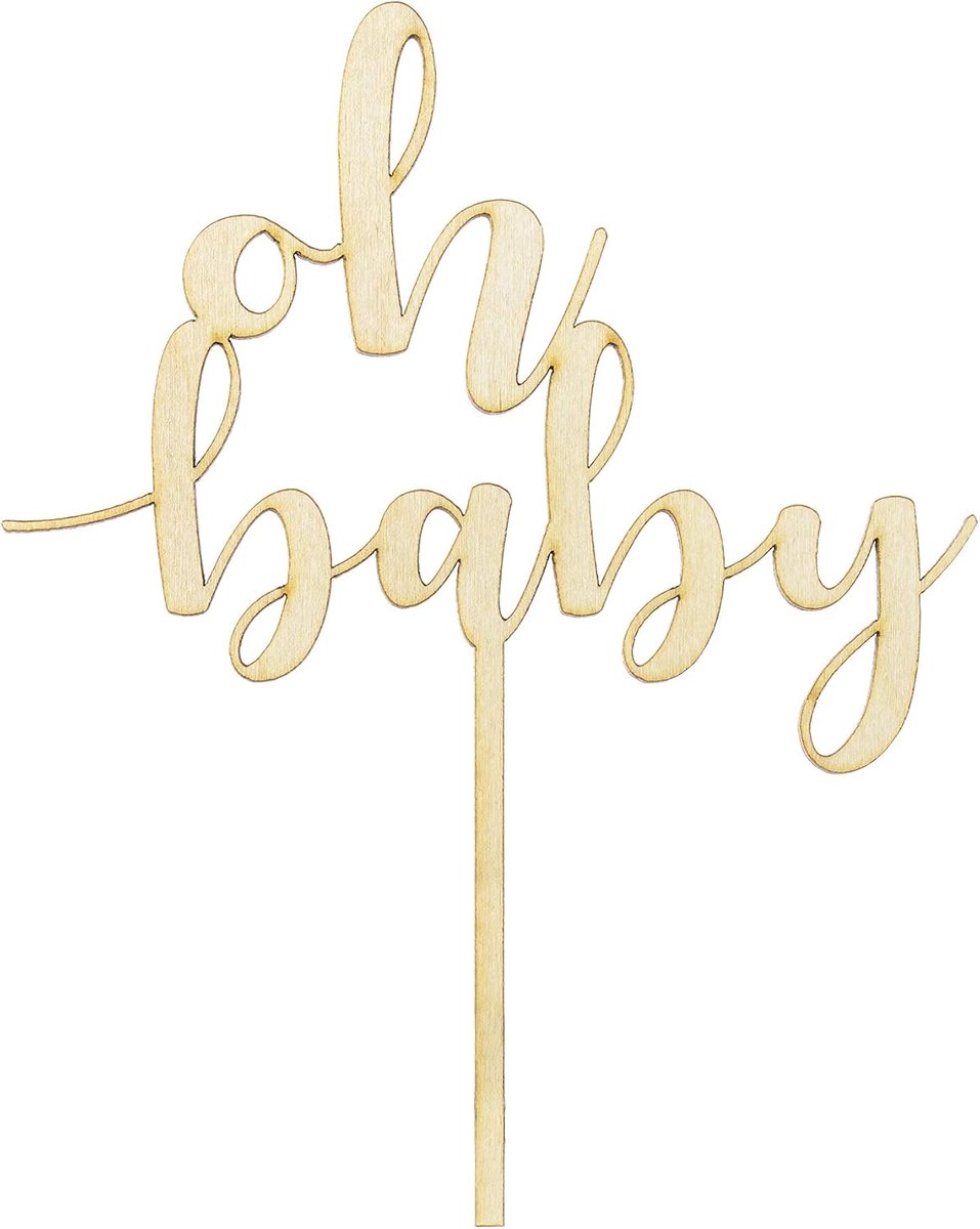 "oh baby" taartsteker taartopzetstuk van hout voor babyshower, verjaardag enz